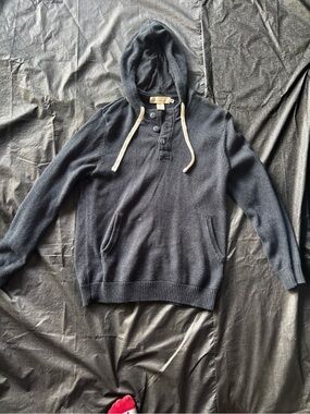 H&M Navy Blue Hooded Sweatshirt with Contrast Drawstrings